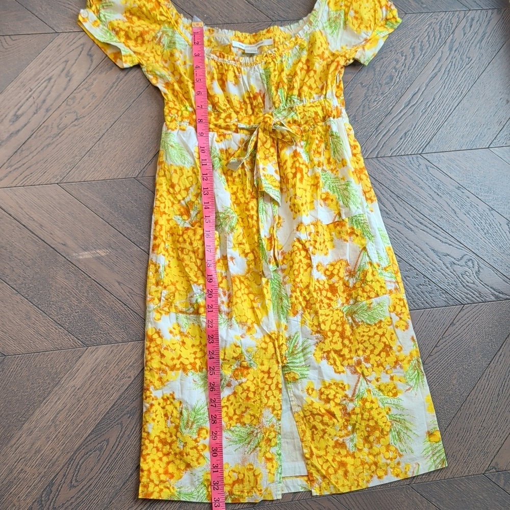 Diane von Furstenberg DVF Aubrey Yellow Cotton Floral Dress US 4 - Picture 10 of 13